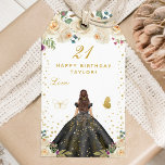 Cream Floral Brunette Hair Girl Happy Birthday Gift Tags<br><div class="desc">This elegant and glamourous happy birthday gift tag can be personalised with a name. The design features a beautiful princess with brunette hair and fair skin in a black ball gown. The text combines handwritten script and modern sans serif fonts for a classy and sophisticated look. The floral arrangements, butterflies...</div>