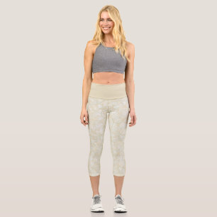 Cream Floral Capri Leggings