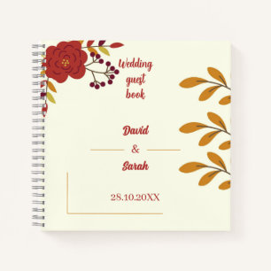 Cream  Floral Customised Wedding Guest Notebook
