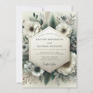 Cream Floral Ethereal Wedding Invitation