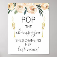 Cream Floral Glasses Bridal Shower Sign