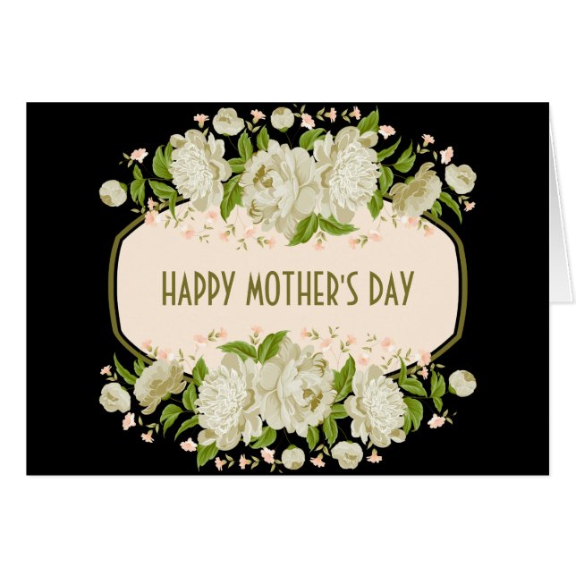 Cream Floral Happy Mother's Day Greeting Card (Front Horizontal)