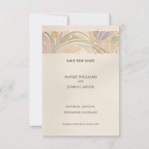 Cream Floral Nouveau Save The Date Card