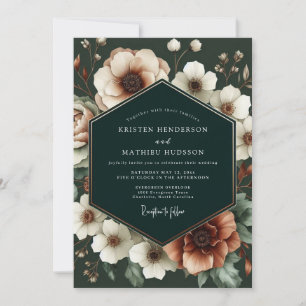Cream Floral Opulent Wedding Invitation
