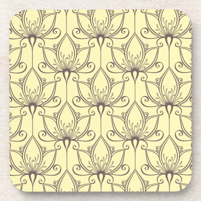 Cream Floral Pattern Coaster (Front)