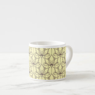 Cream Floral Pattern Espresso Cup