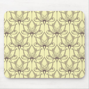 Cream Floral Pattern Mouse Mat