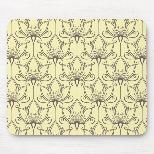 Cream Floral Pattern Mouse Mat (Front)
