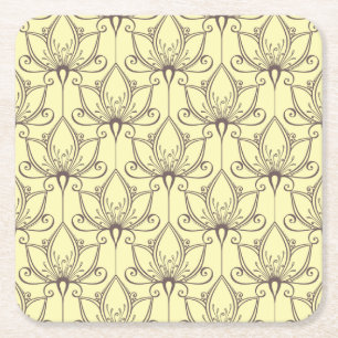 Cream Floral Pattern Square Paper Coaster
