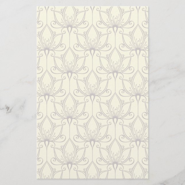 Cream Floral Pattern Stationery (Front)