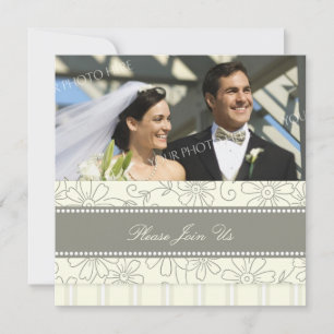 Cream Floral Photo Wedding Vow Renewal Invitations