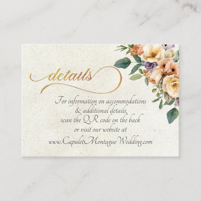 Cream Floral, QR Code - Cream Enclosure Card (Front)