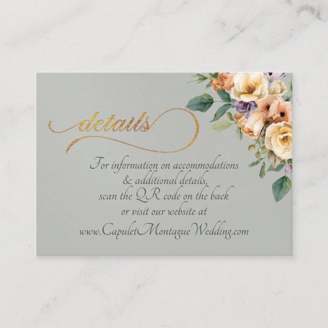 Cream Floral, QR Code - Sage Enclosure Card (Front)