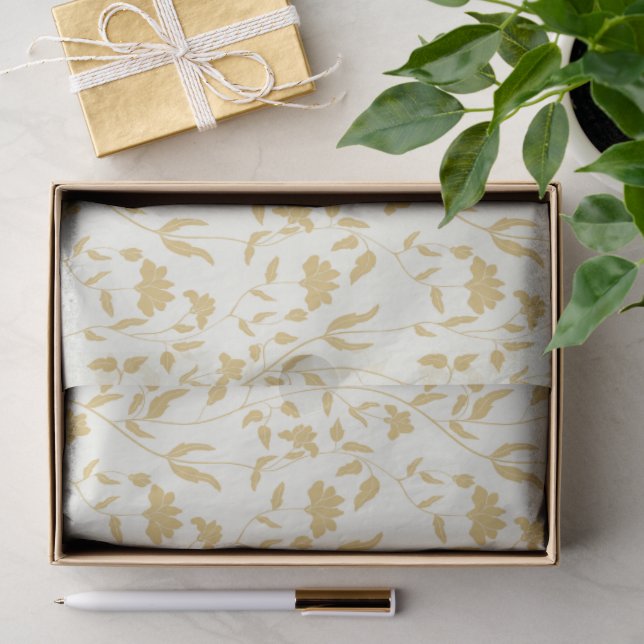 Cream Floral repeated pattern  Tissue Paper (Gift)