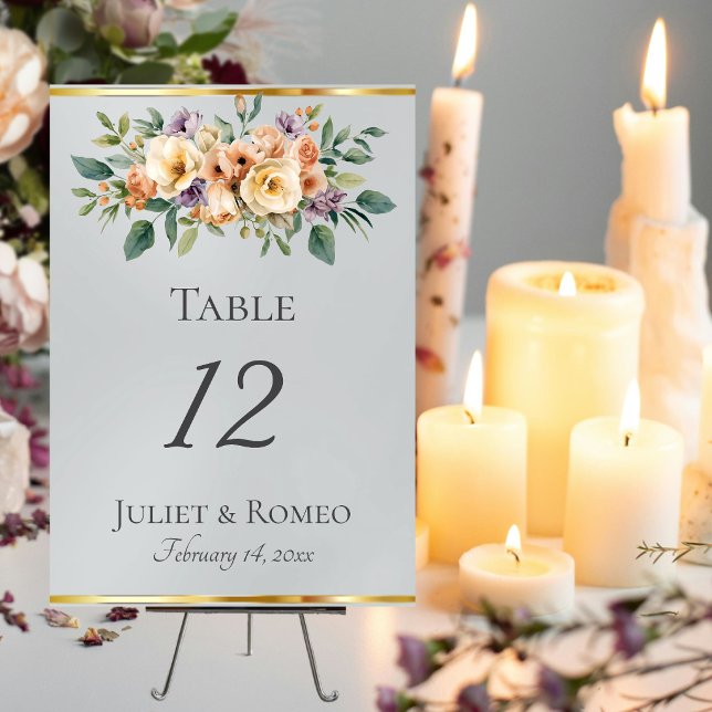 Cream Floral & Ribbon - Silver Table Number (Creator Uploaded)