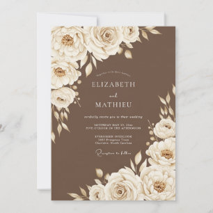 Cream Floral Rustic Wedding Invitation