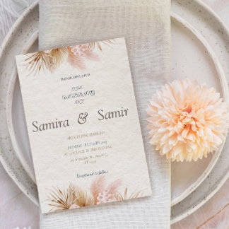 Cream Floral Rustic wedding invitations Flyer