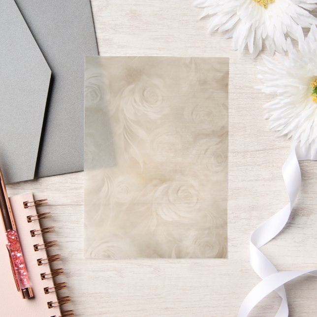 Cream Floral Swirls Vellum Invitations (Wedding)