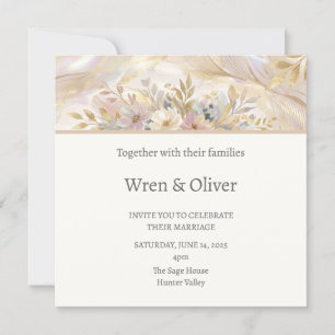 Cream Floral Wedding Invitation