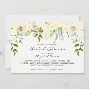 Cream flower bridal shower invitation