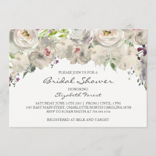 Cream flower bridal shower invitation
