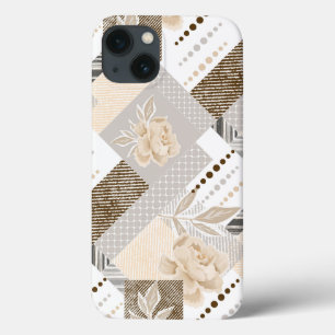 Cream flowers on white iPhone 13 case