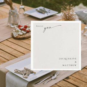 Cream Forever You Couple Names Wedding Cocktail Napkin