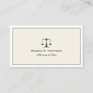 Cream Frame Attorney Justice Scale Professional Business Card