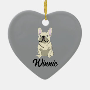 Cream French Bulldog Ceramic Tree Decoration