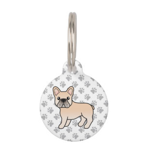 Cream French Bulldog Cute Cartoon Dog & Pet's Info Pet Tag