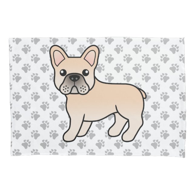 Cream French Bulldog Cute Cartoon Dog Pillowcase (Front)