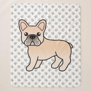 Cream French Bulldog Cute Cartoon Dog Sherpa Blanket