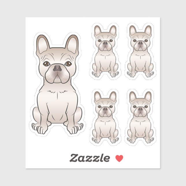 Cream French Bulldog Dog Sitting Illustrations (Sheet)