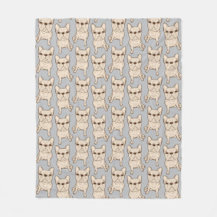 Cream French Bulldog Fleece Blanket