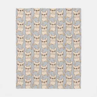 Cream French Bulldog Fleece Blanket