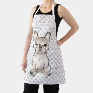 Cream French Bulldog / Frenchie Dog & Custom Name Apron