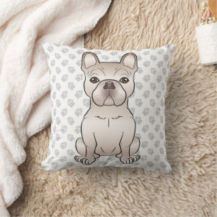Cream French Bulldog / Frenchie Dog Sitting & Paws Cushion