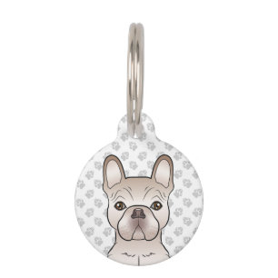 Cream French Bulldog / Frenchie Head & Pet's Info Pet Tag