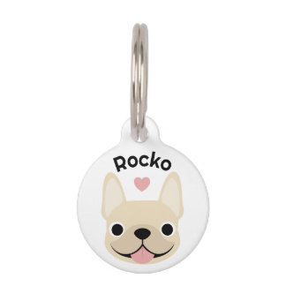 Cream French Bulldog ID Tag, Custom Pet ID Tag