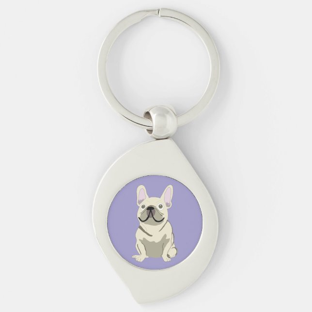 Cream French Bulldog,  Key Ring (Front)