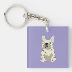 Cream French Bulldog,  Key Ring