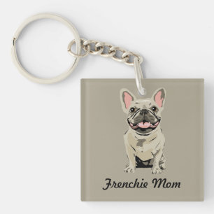 Cream French Bulldog Key Ring