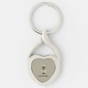 Cream French Bulldog Key Ring