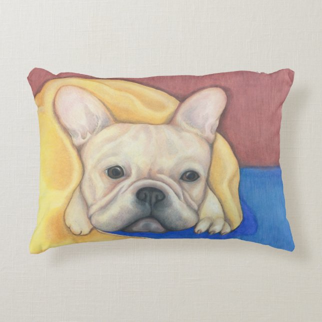 Cream French Bulldog pillow (Front)