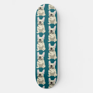 Cream French Bulldog Skateboard