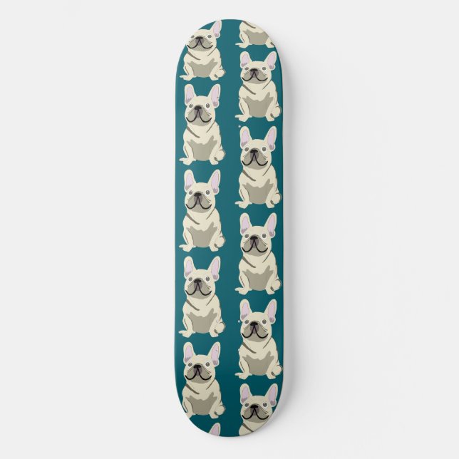 Cream French Bulldog Skateboard (Front)