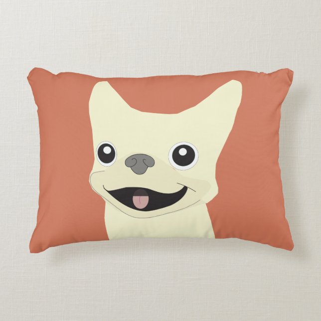 Cream French Bulldog, Terracotta Decorative Cushion (Front)