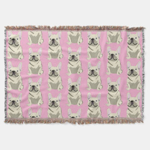 Cream French Bulldog Throw Blanket