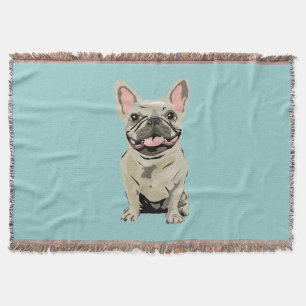 Cream French Bulldog Throw Blanket