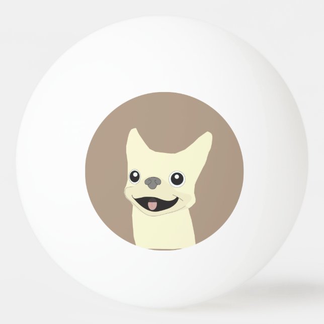 Cream French Bulldog, Warm Taupe Ping Pong Ball (Front)